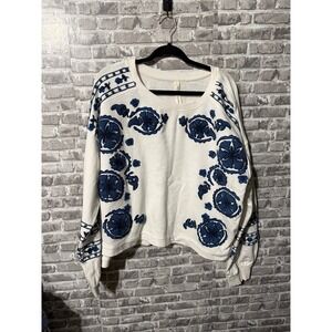 Anthropologie Long-Sleeve Floral Embroidered Top